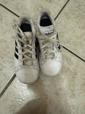 adidas White and Black Low-Top Leather Sneakers